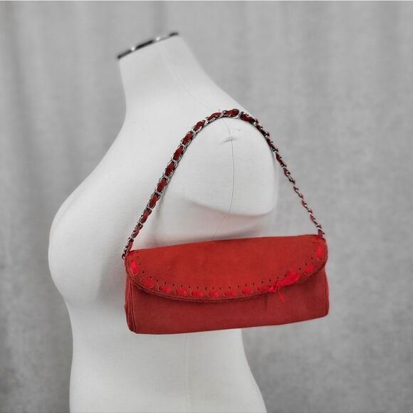 Banana Republic Handbags - Banana Republic Y2K Red Suede Mini  Shoulder Bag or Clutch